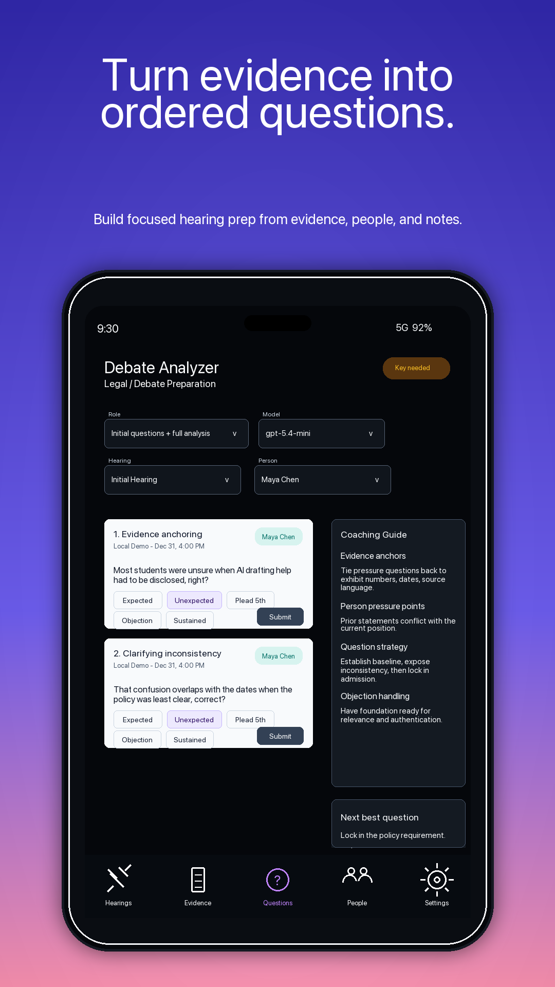 Debate Analyzer app screenshot