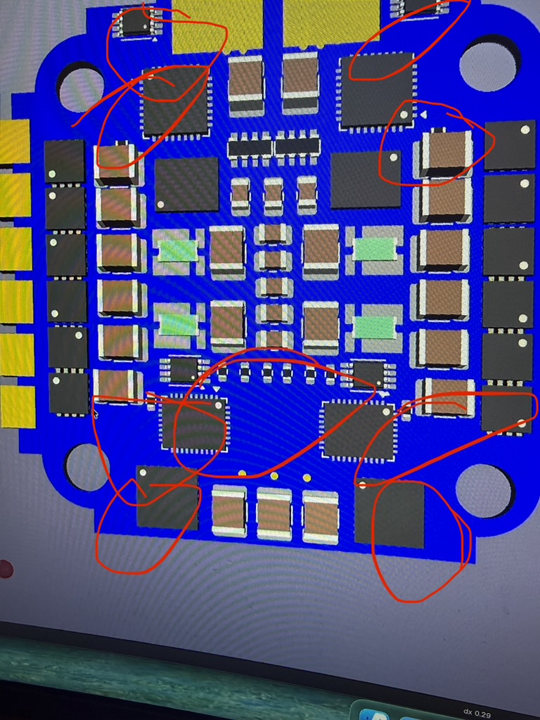 Annotated Drone Project circuit-board component layout