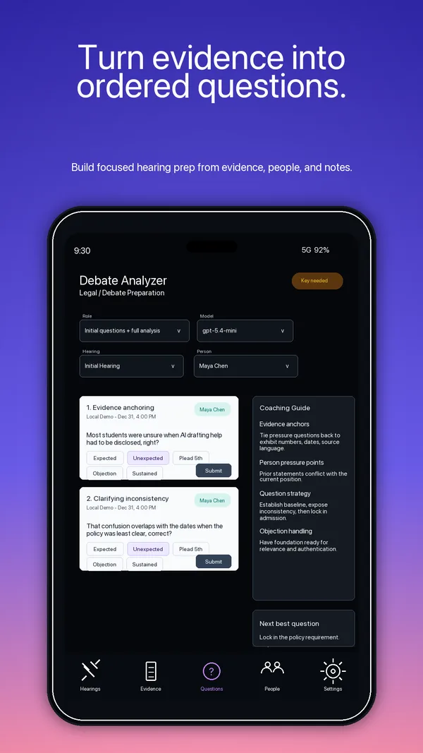 Debate Analyzer app screenshot