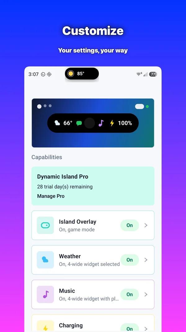 Dynamic Island Android screenshot